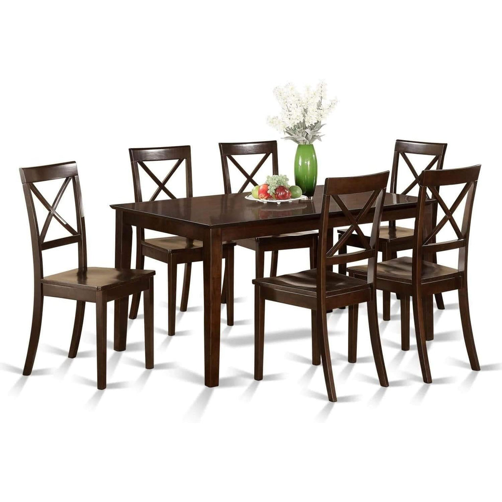 7 Piece Dining Table Set With 6 Chairs Modern Style