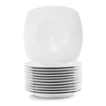 Elama 12 Piece Square Porcelain Large Dinner Plates in White