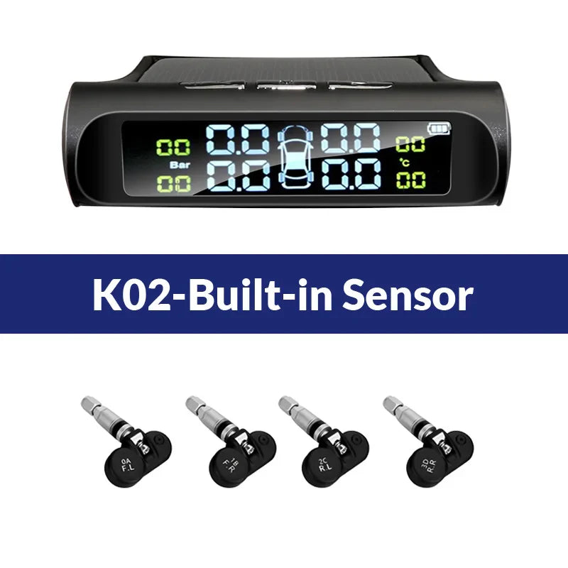 NNEOBA Solar Powered TPMS Wireless Tire Pressure Monitoring Black