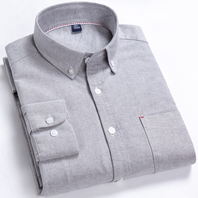 Men's 100% Cotton Button-Down Shirt, Sizes XS to 6XL