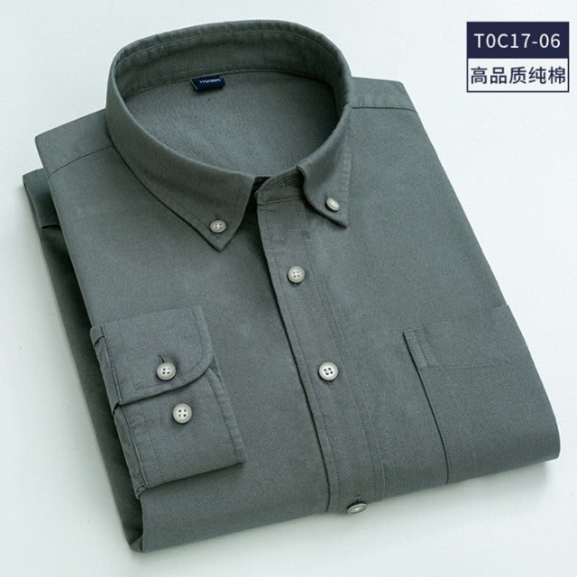 Men's 100% Cotton Button-Down Shirt, Sizes XS to 6XL