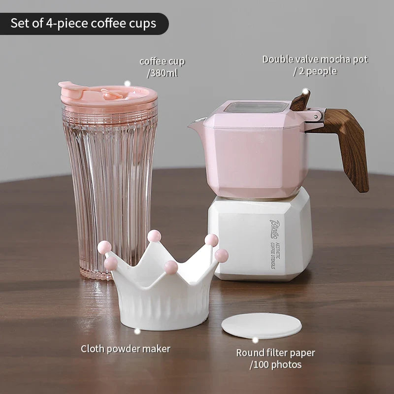 Double Valve Moka Pot Square Coffee Pot Espresso Pot Coffee Extraction Maker
