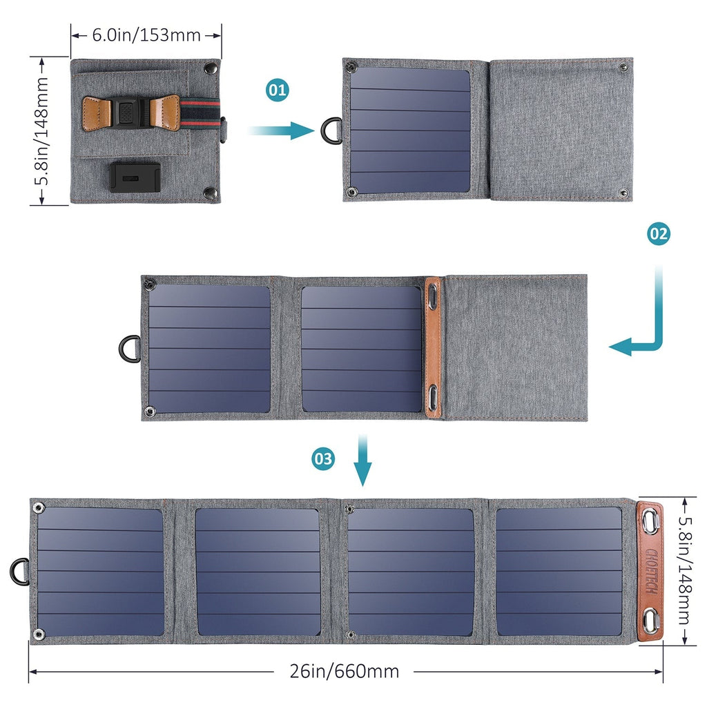 NNEDSZ CHOETECH SC004 14W USB Foldable Solar Powered Charger
