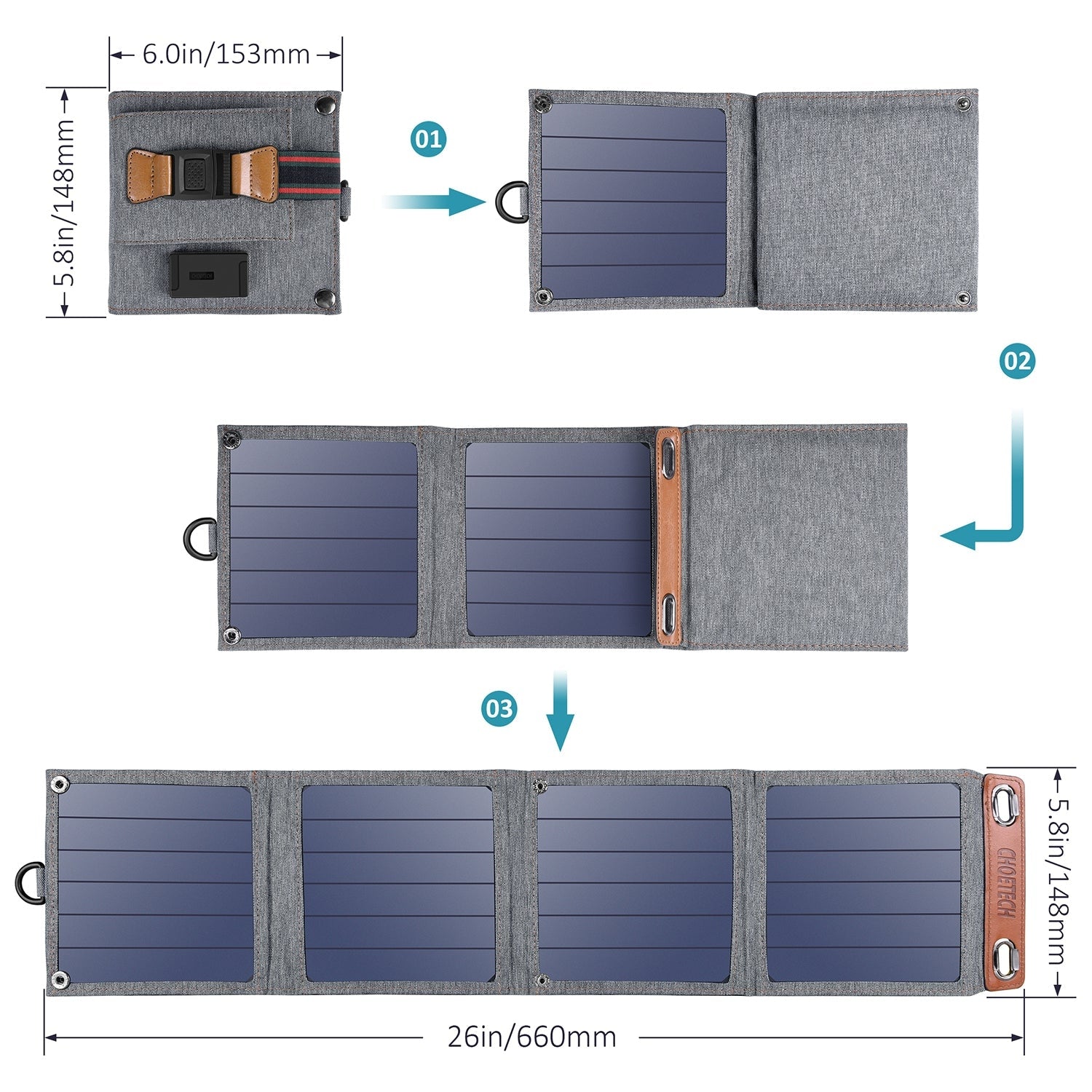 NNEDSZ CHOETECH SC004 14W USB Foldable Solar Powered Charger