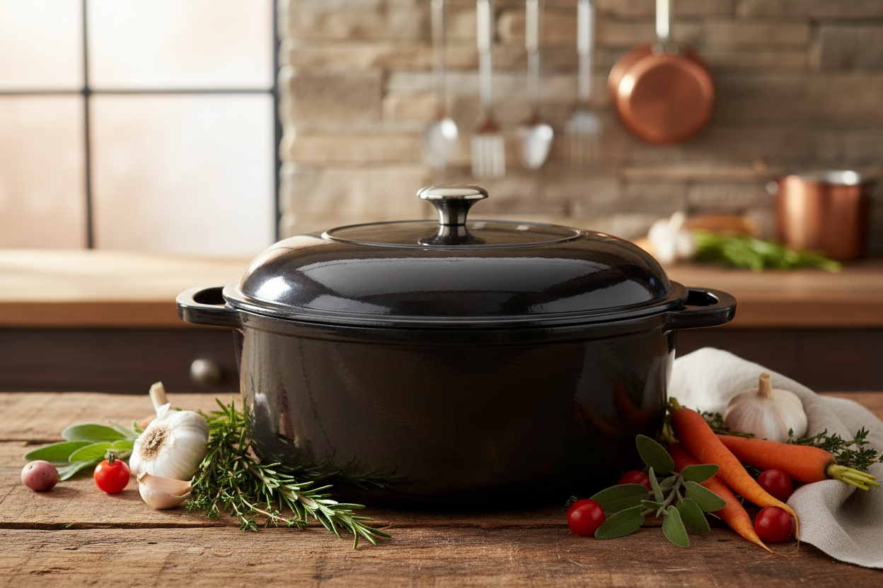 5-Quart Black Cast Iron Dutch Oven with Lid for Oven Stove Grill or Campfire