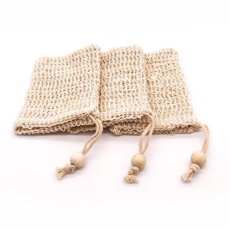 Nifty Natural Sisal Soup Pouch - Zero Waste Organic Soap Bag  -Plastic Free Biodegradable Soap Saver