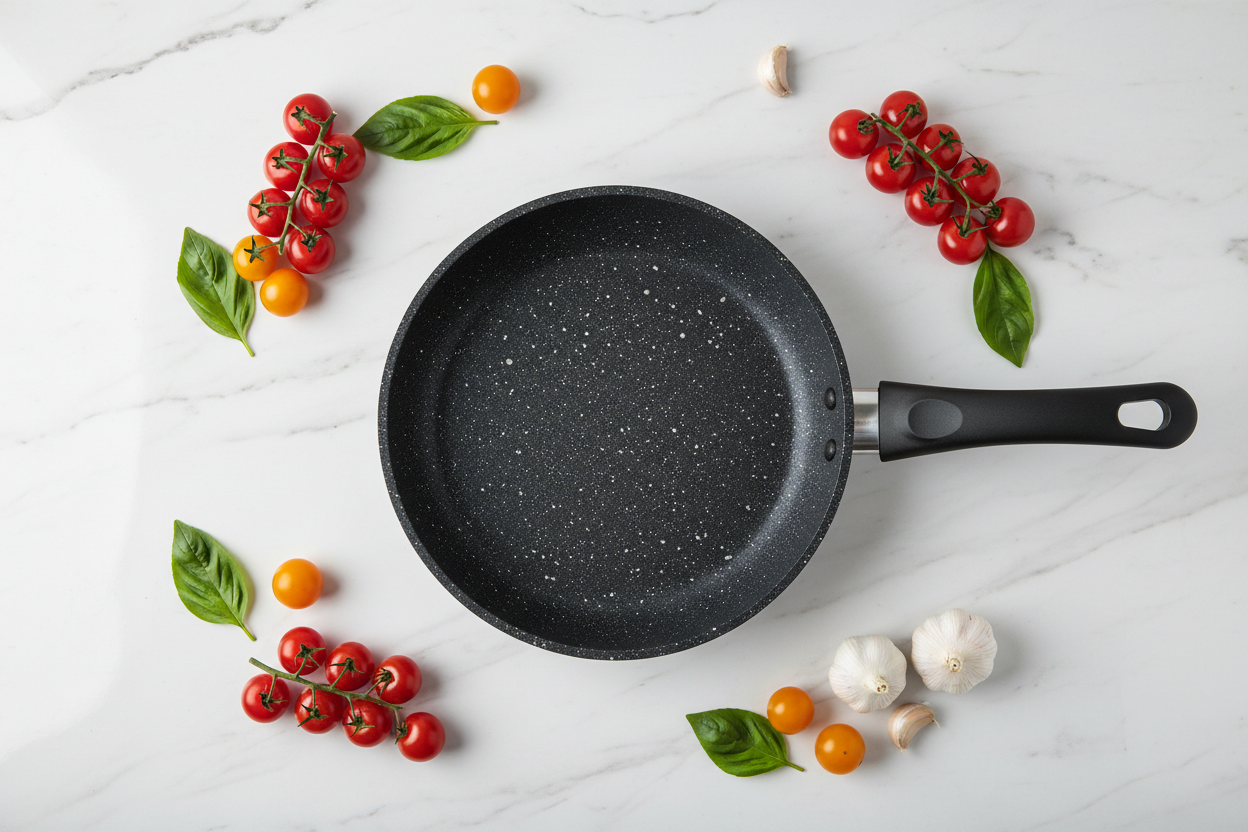 Korkmaz Ornella Nonstick 8 Inch Aluminum Frying Pan in Granite Black