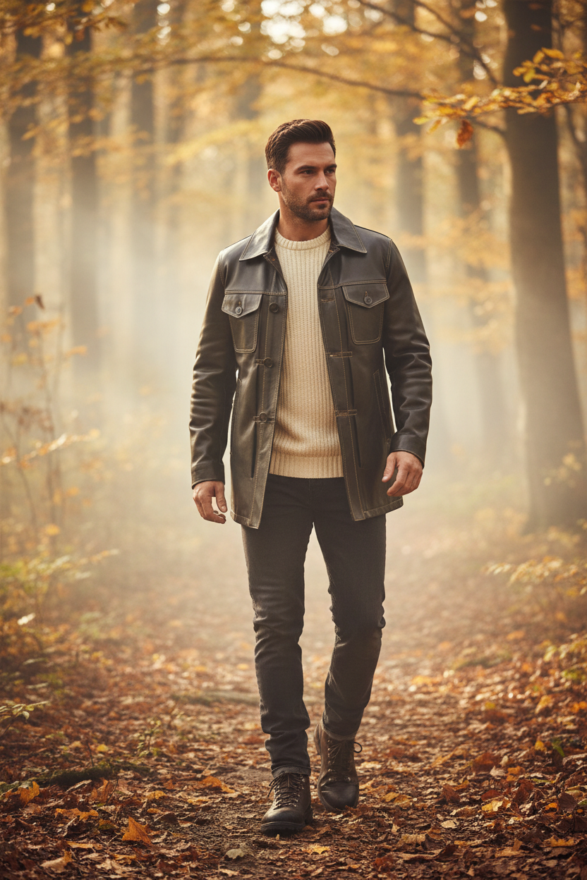 Petyr Genuine Men Sheepskin Leather Coat