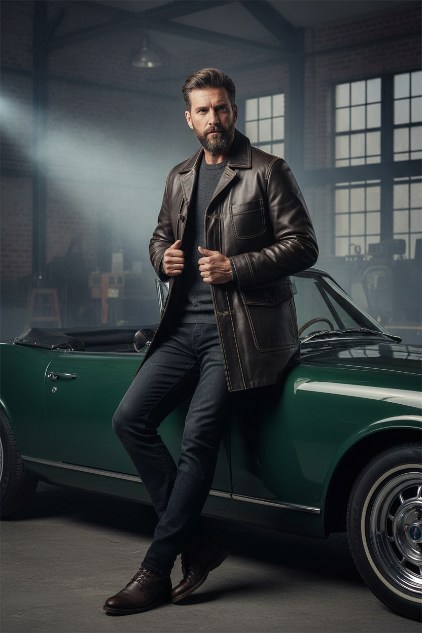 Petyr Genuine Men Sheepskin Leather Coat