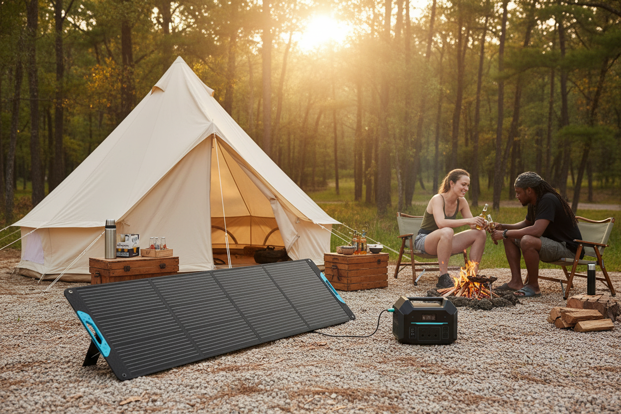 200W Portable Solar Panel, IP65 Waterproof Foldable Solar Panel Power Backup, Solar Charger for Power Station RV Camping